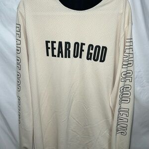 Fear of God Cream Long Sleeve Tee with Black Print